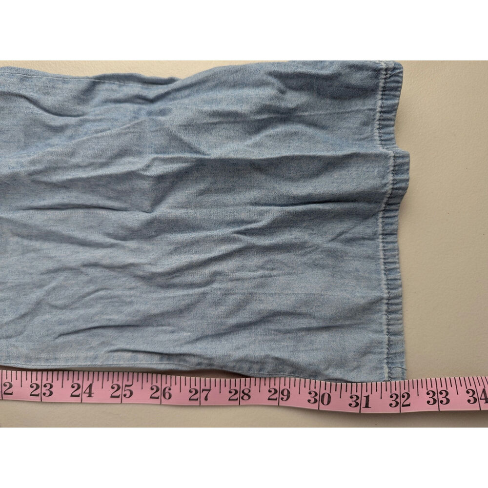Rewash Chambray Denim Pants Lightweight Wide Leg Shirred Stretch Blue Small - Picture 9 of 9